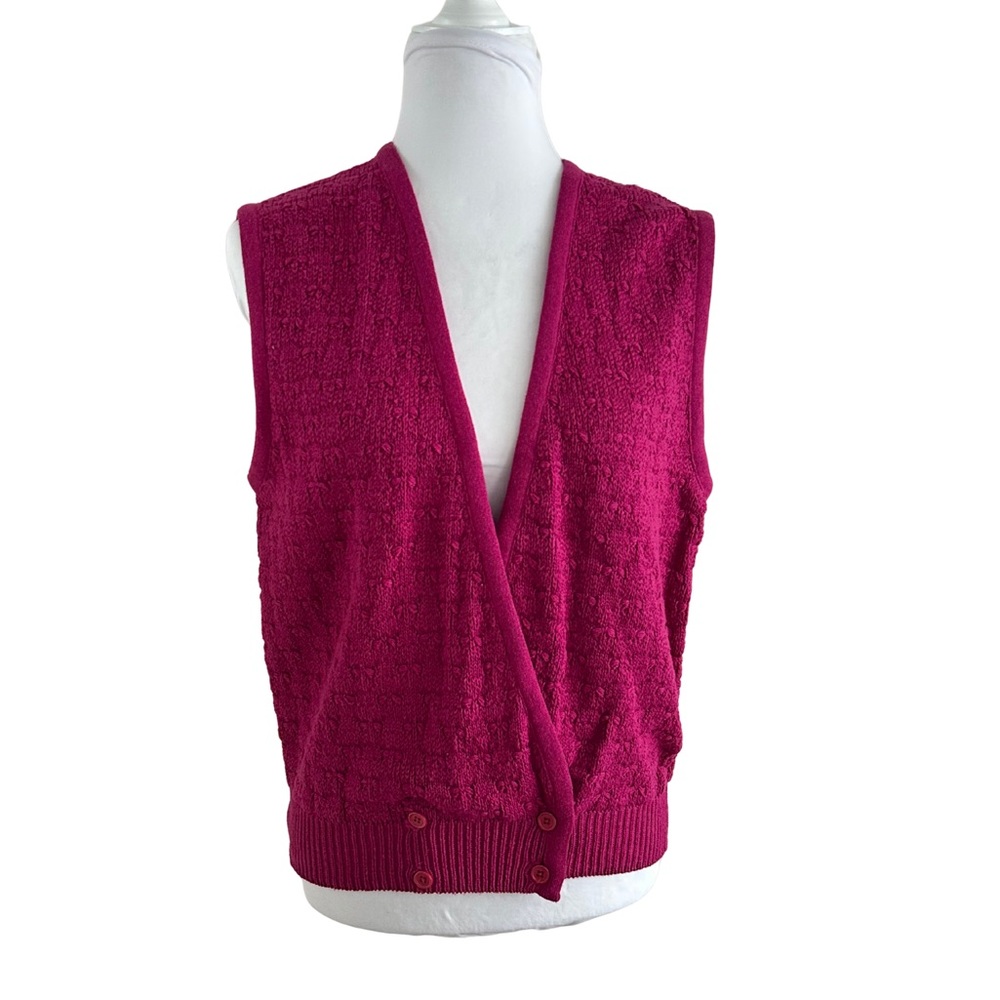 Magenta Sunny South Double Breasted Button Sweater Vest